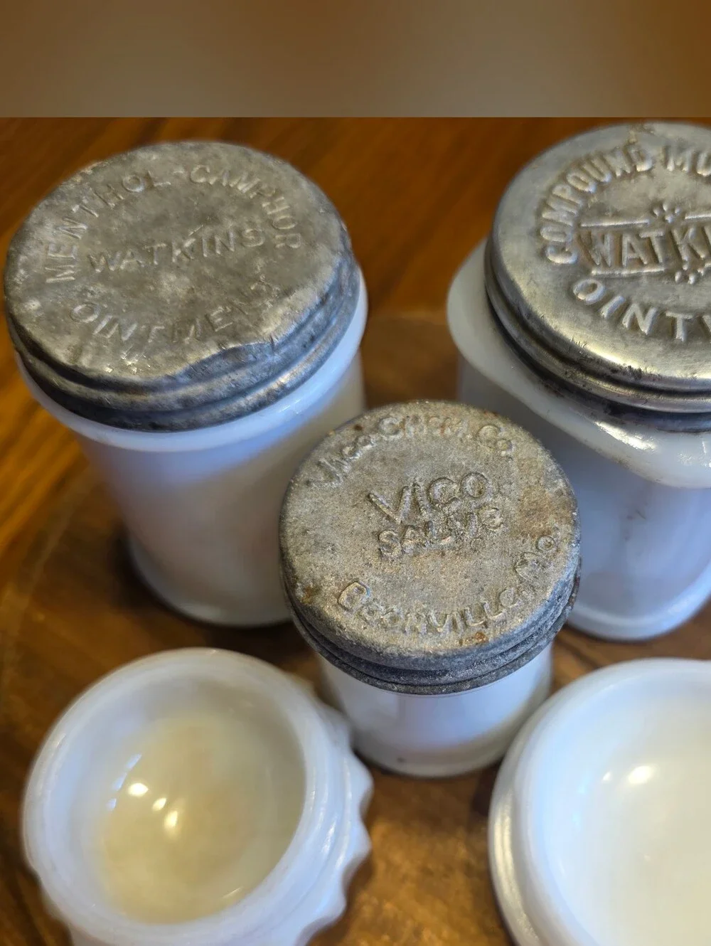 VTG Milk Glass Jars Lot Of 5 White Various